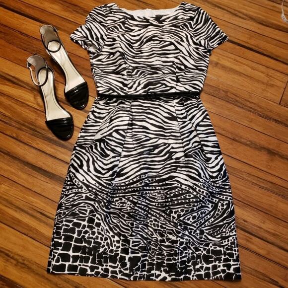 DAVID MEISTER ZEBRA PRINT SHEATH DRESS, SIZE 8 - Picture 3 of 8